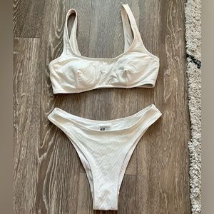 White High Leg Bikini Set